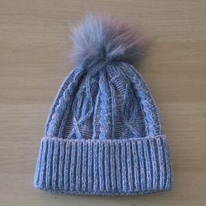 DSG Blue Melange Knit Hat with Pom-Pom for Kids